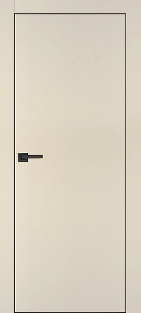 Фото Межкомнатная дверь PX-1 черная кромка с 4-х ст. Бежевый матовый